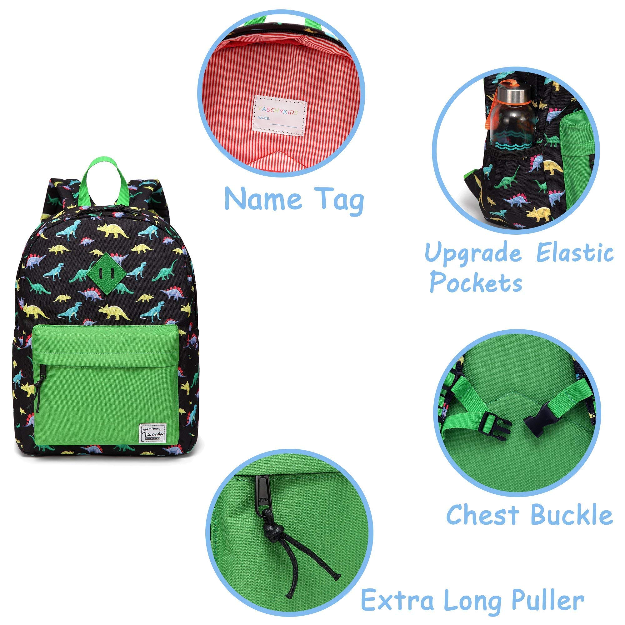 VASCHY Dinosaurs Preschool Backpack and Neoprene Lunch Bags for Kids Bundle