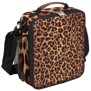 giraffe animal print pattern insulated lunch bag durable lunch box with bottle holder 10.5*3.5*9.5 inch for work adults men women kids