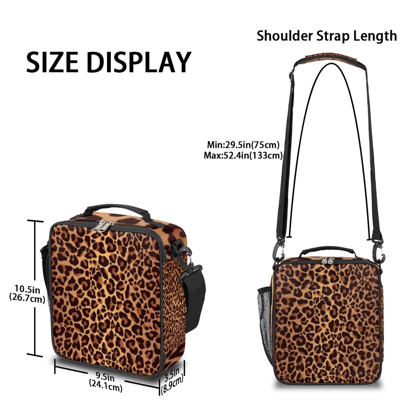 Giraffe Animal Print Pattern Insulated Lunch Bag Durable Lunch Box with Bottle Holder 10.5*3.5*9.5 Inch for Work Adults Men Women Kids