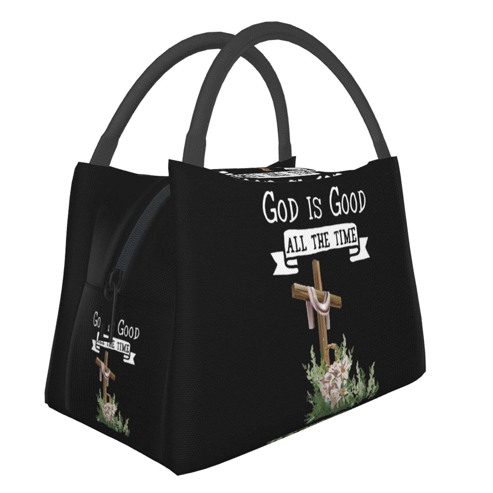 ASYG Jesus Lunch Bag Christian Portable Insulated Lunch Bag for Women Men Cross Handbag for Picnic Tourism Diet