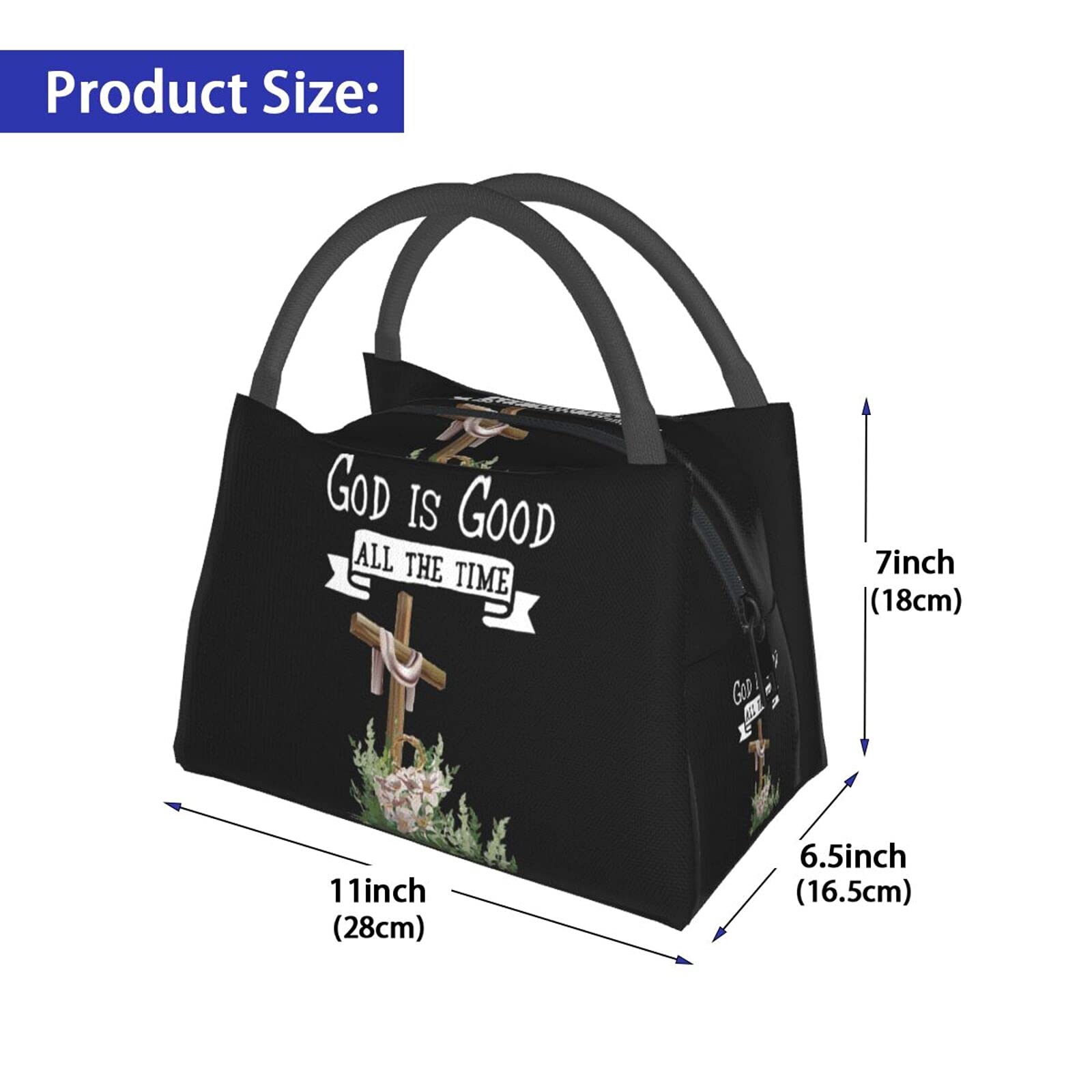 ASYG Jesus Lunch Bag Christian Portable Insulated Lunch Bag for Women Men Cross Handbag for Picnic Tourism Diet