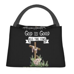 ASYG Jesus Lunch Bag Christian Portable Insulated Lunch Bag for Women Men Cross Handbag for Picnic Tourism Diet