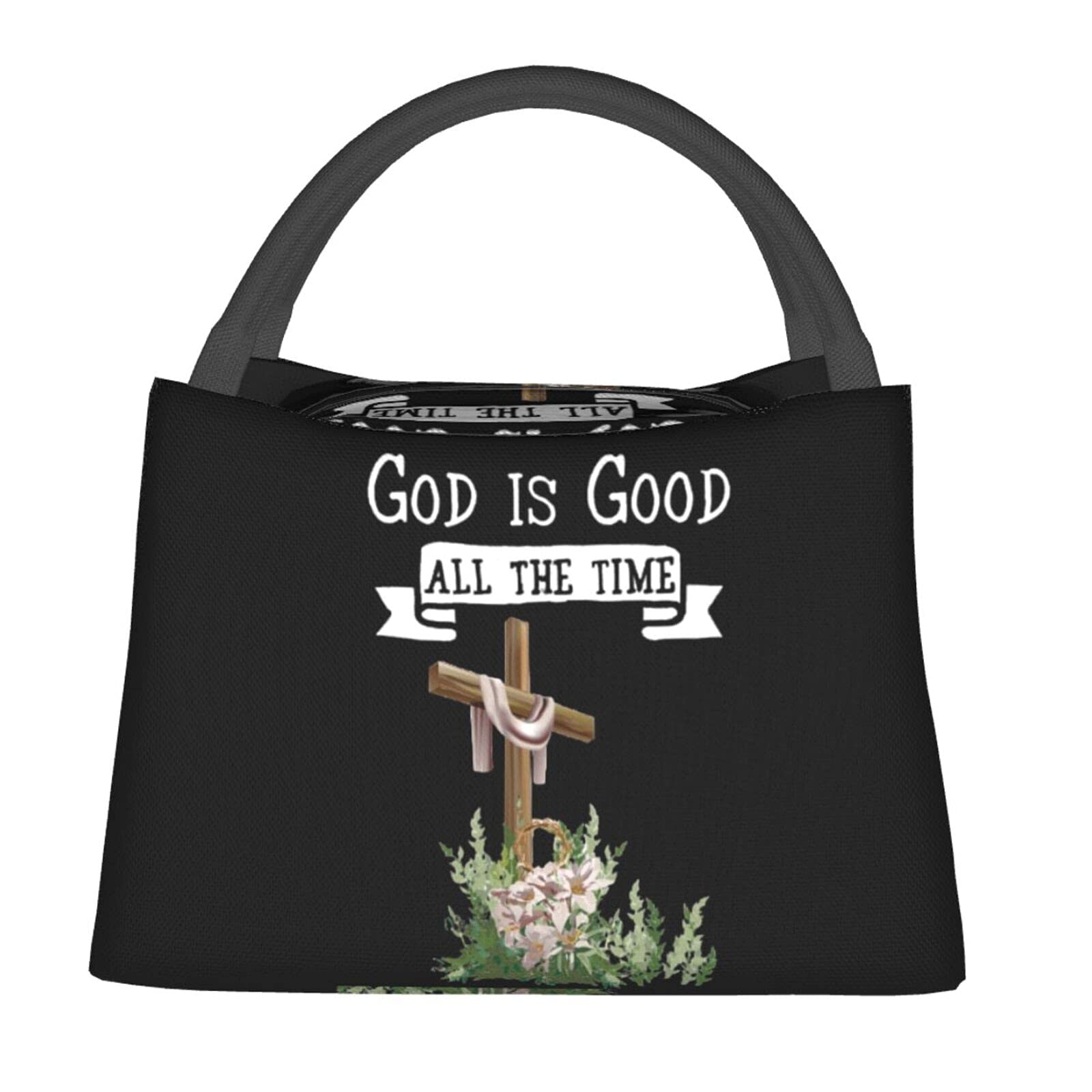 ASYG Jesus Lunch Bag Christian Portable Insulated Lunch Bag for Women Men Cross Handbag for Picnic Tourism Diet