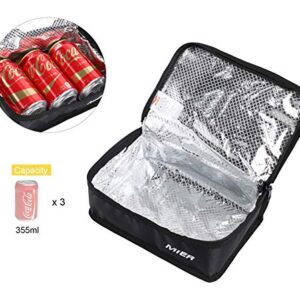 MIER Insulated Lunch Box Bag Expandable Lunch Pack for Men, Women, Kids, Black