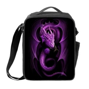 giftpuzz purple dragon lunch box accessories for women men boys girls lunch bag with bottle holder reusable inslated kids food lunch pouches for daycare lunchbag cooler bag picnic organizer