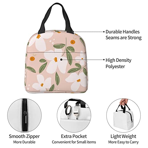 Lunch Bag Floral And Dot Shapes Insulated Lunch Box Back To School Reusable Bags Meal Portable Container Tote For Boys Girls Travel Work Picnic Boxes