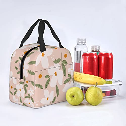 Lunch Bag Floral And Dot Shapes Insulated Lunch Box Back To School Reusable Bags Meal Portable Container Tote For Boys Girls Travel Work Picnic Boxes