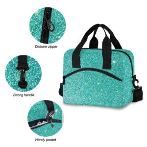 ALAZA Teal Glitter Sparkle Lunch Bags for Women Leakproof Lunch Bag lunch Box Lunch Cooler Bag(228be3b)