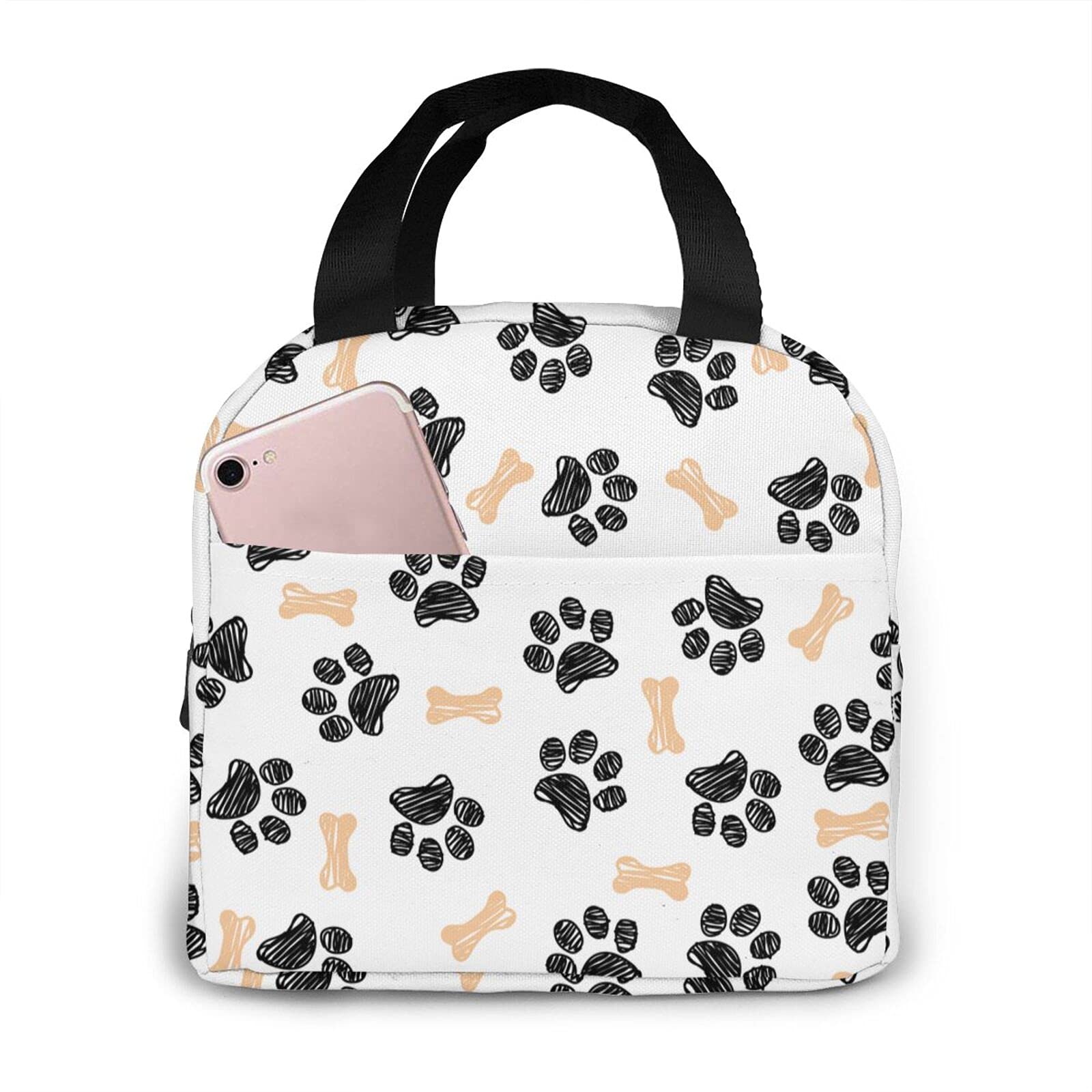 Dog Claw Doodle Warm Lunch Box Reusable Bento Bag Travel Bag Picnic Bags Shopping Bag for women men