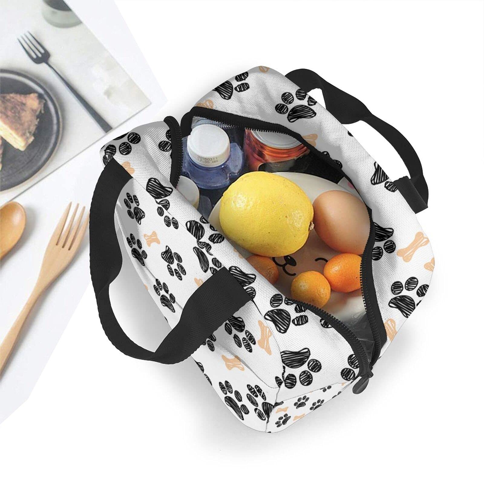 Dog Claw Doodle Warm Lunch Box Reusable Bento Bag Travel Bag Picnic Bags Shopping Bag for women men