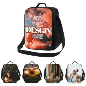 AHOBAGGA Personalized Lunch Bag Custom Your Name Picture Photo Insulated Lunch Tote Box Reusable Picnic Lunch Boxes for Work Travel Picnic Hike Beach