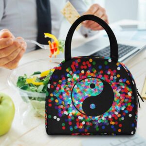 AUUXVA Lunch Box Tribal Ethnic Yin Yang Lunch Bag Ice Cooler Insulated Portable Zipper Tote Handbag for Men Women Boys Girls