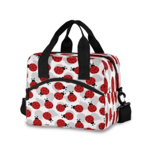 animal ladybugs print lunch bag reusable lunch tote bag thermal cooler bag insulated lunch box with adjustable shoulder strap for office school outdoor picnic