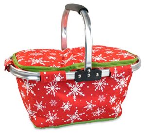 dii christmas holiday insulated casserole carrier, 10x16x3", perfect for holidays, bbq's, potlucks, parties, to go lunches, craft/dish storage & monogramming-snowflakes