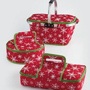 DII Christmas Holiday Insulated Casserole Carrier, 10x16x3", Perfect for Holidays, BBQ's, Potlucks, Parties, To Go Lunches, Craft/Dish Storage & Monogramming-Snowflakes