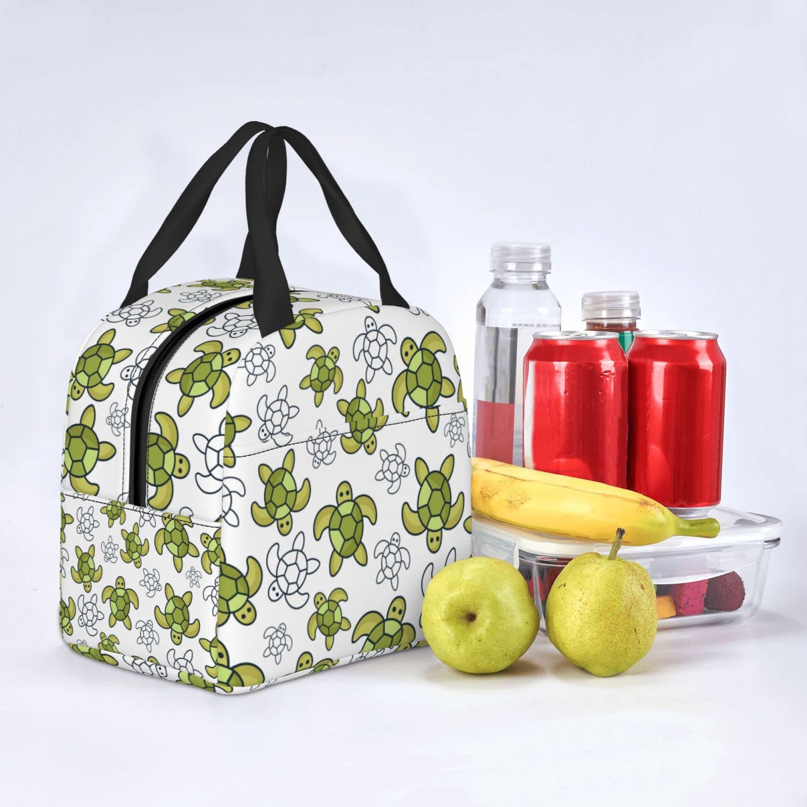 Lunch Bag Green Kawaii Turtle Insulated Lunch Box Teen School Reusable Bags Meal Portable Container Tote For Boys Girls Travel Work Picnic Boxes