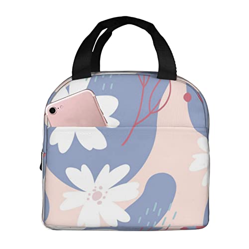 Lunch Bag Abstract Floral Insulated Lunch Box Teen School Reusable Bags Meal Portable Container Tote For Boys Girls Travel Work Picnic Boxes