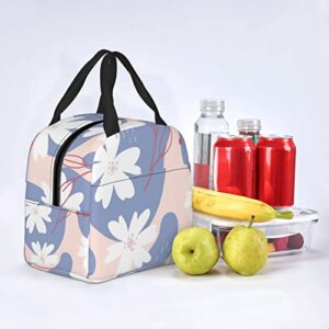 Lunch Bag Abstract Floral Insulated Lunch Box Teen School Reusable Bags Meal Portable Container Tote For Boys Girls Travel Work Picnic Boxes