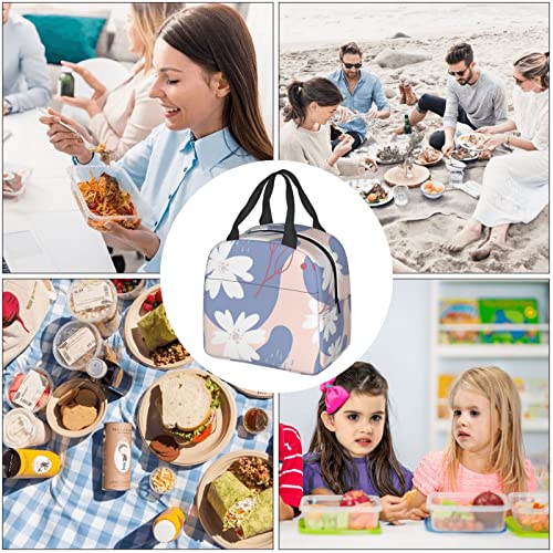 Lunch Bag Abstract Floral Insulated Lunch Box Teen School Reusable Bags Meal Portable Container Tote For Boys Girls Travel Work Picnic Boxes