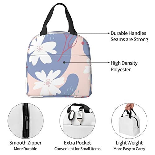 Lunch Bag Abstract Floral Insulated Lunch Box Teen School Reusable Bags Meal Portable Container Tote For Boys Girls Travel Work Picnic Boxes