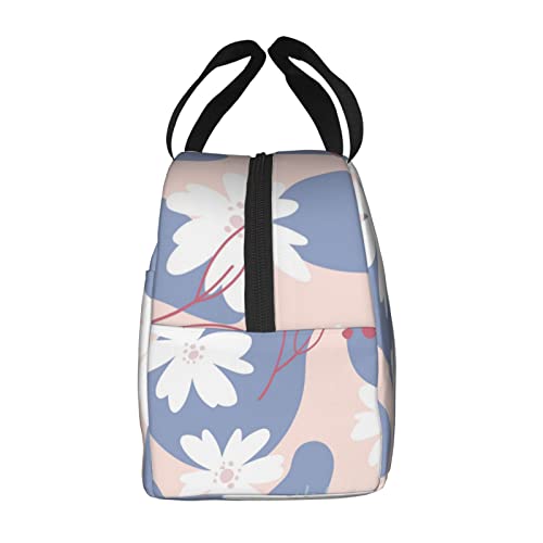 Lunch Bag Abstract Floral Insulated Lunch Box Teen School Reusable Bags Meal Portable Container Tote For Boys Girls Travel Work Picnic Boxes