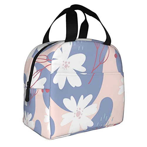 Lunch Bag Abstract Floral Insulated Lunch Box Teen School Reusable Bags Meal Portable Container Tote For Boys Girls Travel Work Picnic Boxes