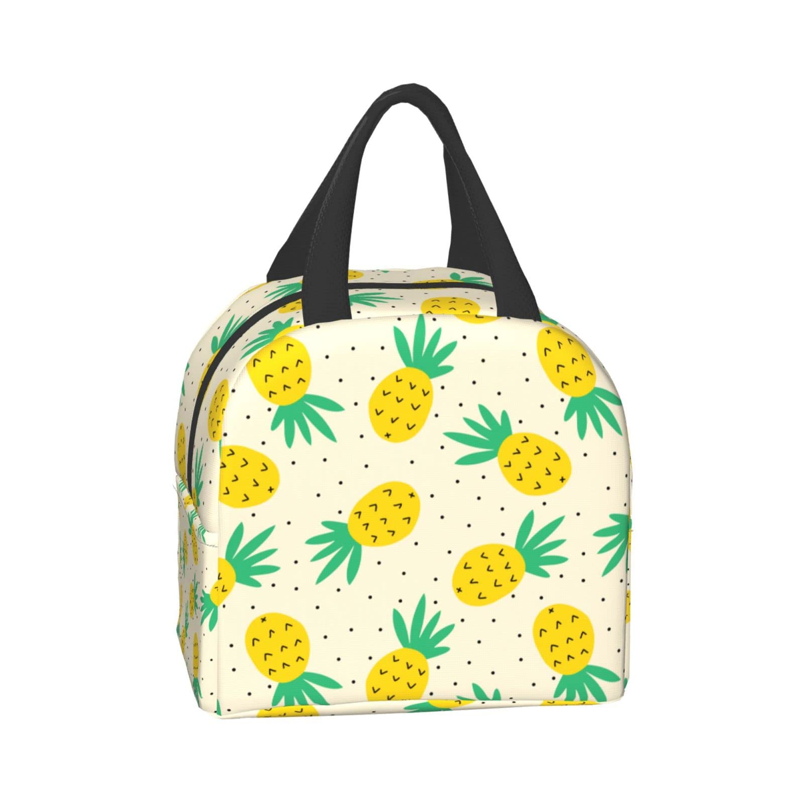 Algranben Pineapple Lunch Box for School Kids Girls Women Reusable Insulated Lunch Bag Washable Thermal for Picnic Office