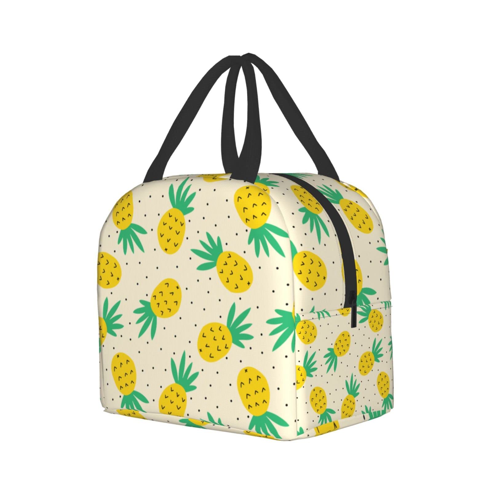 Algranben Pineapple Lunch Box for School Kids Girls Women Reusable Insulated Lunch Bag Washable Thermal for Picnic Office