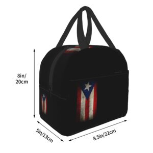 Canesert Insulated Lunch Bag Reusable Cooler Thermal Puerto Rico Tote Bag With Front Pocket For Women Men Travel Work Hiking Picnic