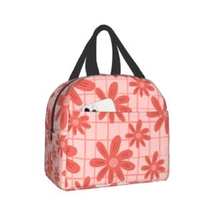 pink floral lunch box reusable lunch bag for travel picnic shopping work food container for women men adults