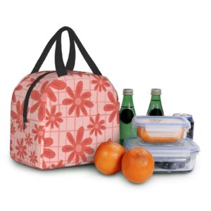 Pink Floral Lunch Box Reusable Lunch Bag for Travel Picnic Shopping work Food Container for Women Men Adults