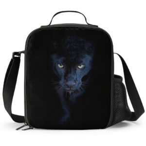 prelerdiy black panther lunch box - insulated lunch bag for kids with side pocket & shoulder strap snack bags, perfect for school/camping/hiking/picnic/beach/travel