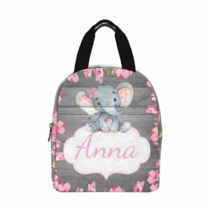 interestprint custom name lunch box pink animal wooden personalized text tote lunch bag customized lunch holder for travel work camper