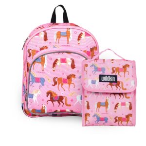 wildkin 12 inch backpack bundle with insulated lunch bag (horses)