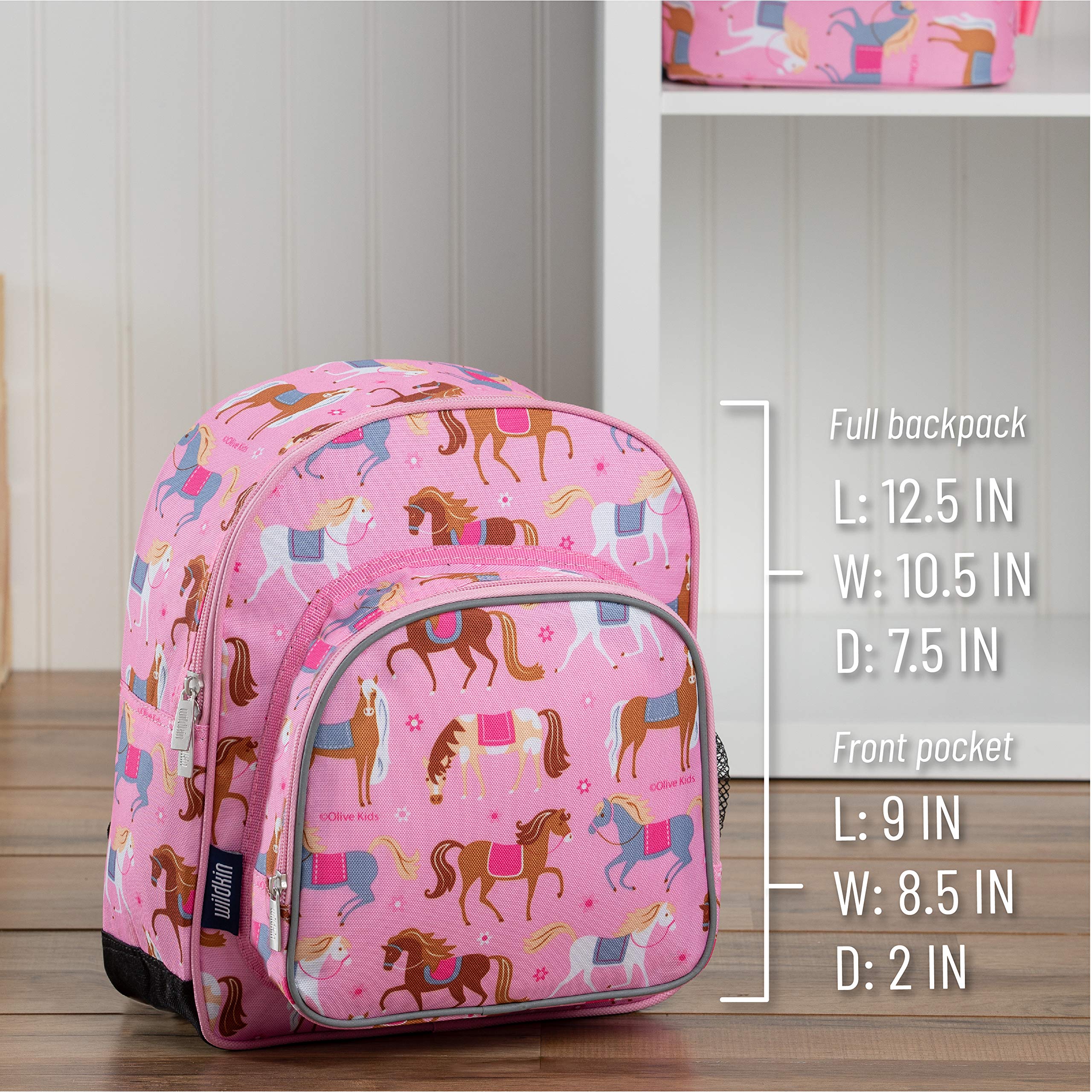 Wildkin 12 Inch Backpack Bundle with Insulated Lunch Bag (Horses)