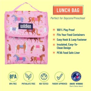 Wildkin 12 Inch Backpack Bundle with Insulated Lunch Bag (Horses)