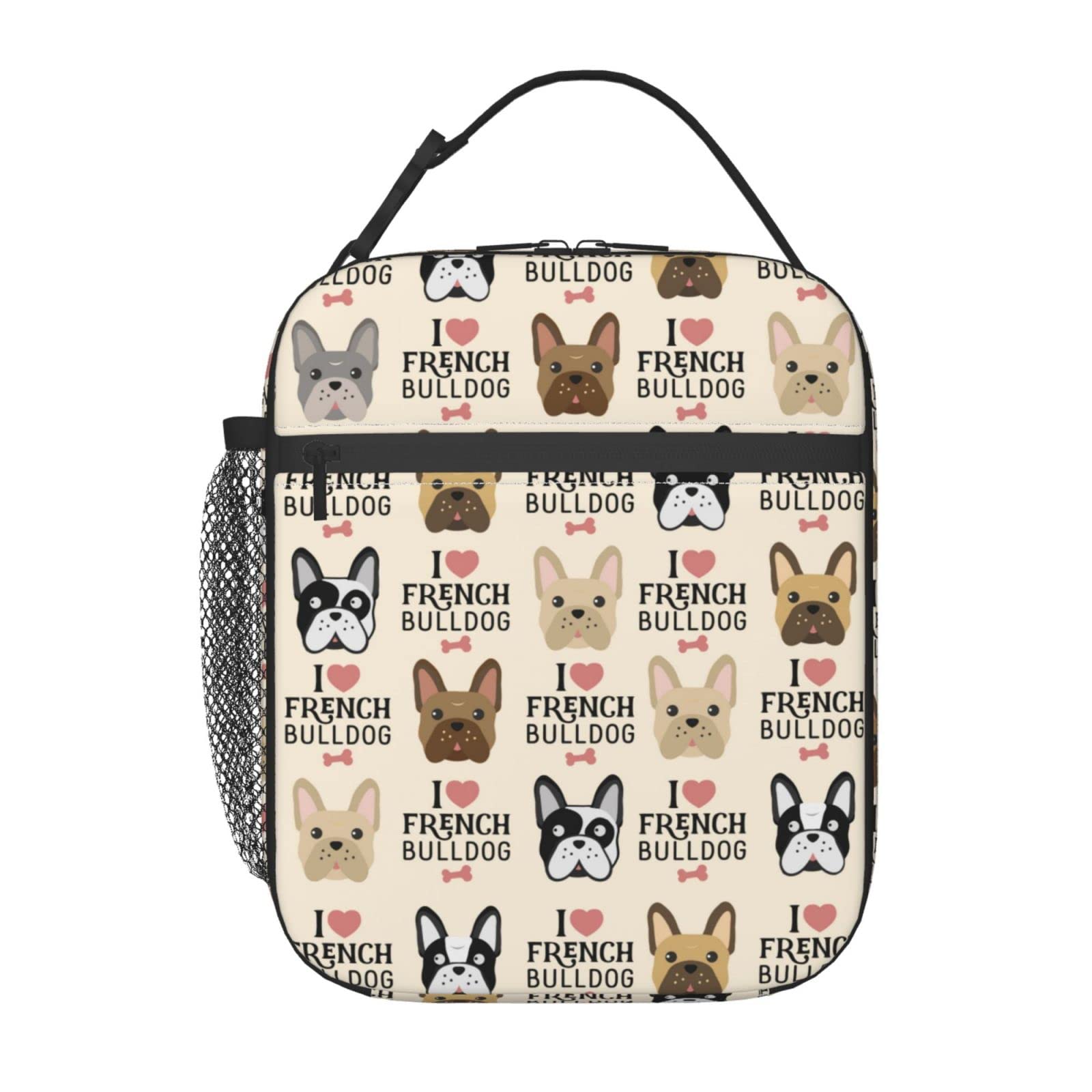 French Bulldog Reusable Lunch Bag Insulated Cooler Lunch Tote Bag Lunch Box For Office Work Picnic Travel