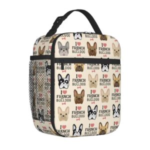 French Bulldog Reusable Lunch Bag Insulated Cooler Lunch Tote Bag Lunch Box For Office Work Picnic Travel