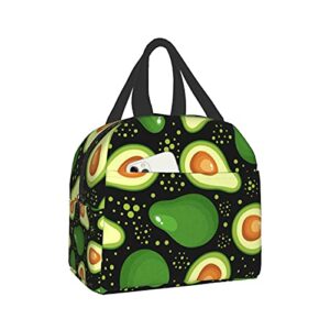carati avocado fruit lunch bag, oxford cloth, aluminum, unisex, waterproof, reusable, 8x5 inch