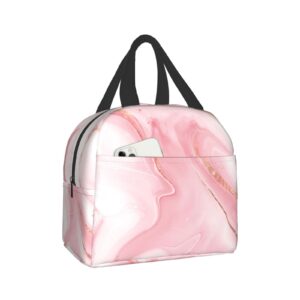 senheol pink marble lunch box, insulation lunch bag for women men, reusable lunch tote bags perfect for office camping hiking picnic beach travel