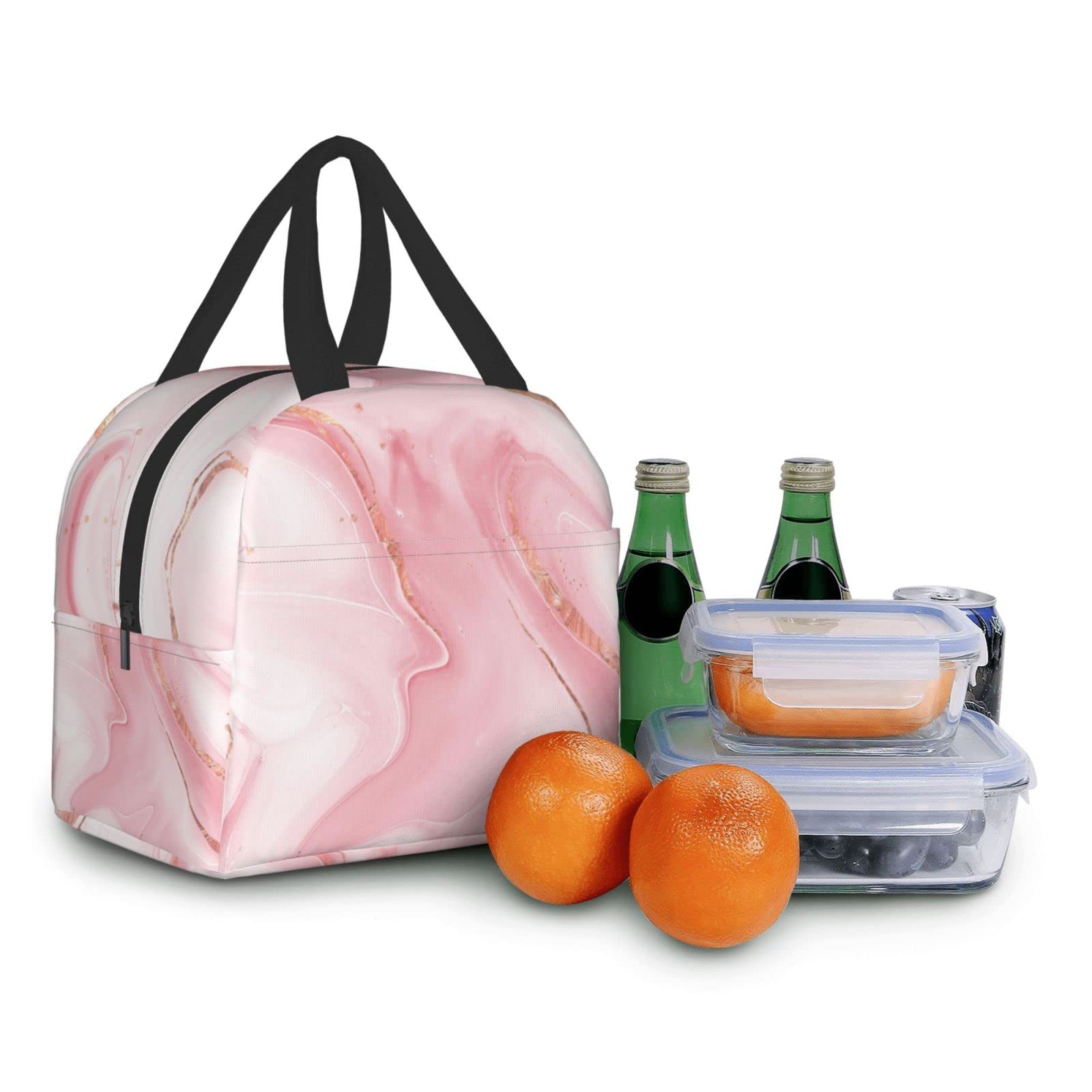 Senheol Pink Marble Lunch Box, Insulation Lunch Bag for Women Men, Reusable Lunch Tote Bags Perfect for Office Camping Hiking Picnic Beach Travel