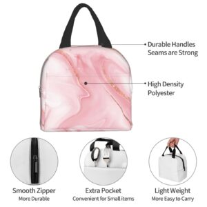 Senheol Pink Marble Lunch Box, Insulation Lunch Bag for Women Men, Reusable Lunch Tote Bags Perfect for Office Camping Hiking Picnic Beach Travel