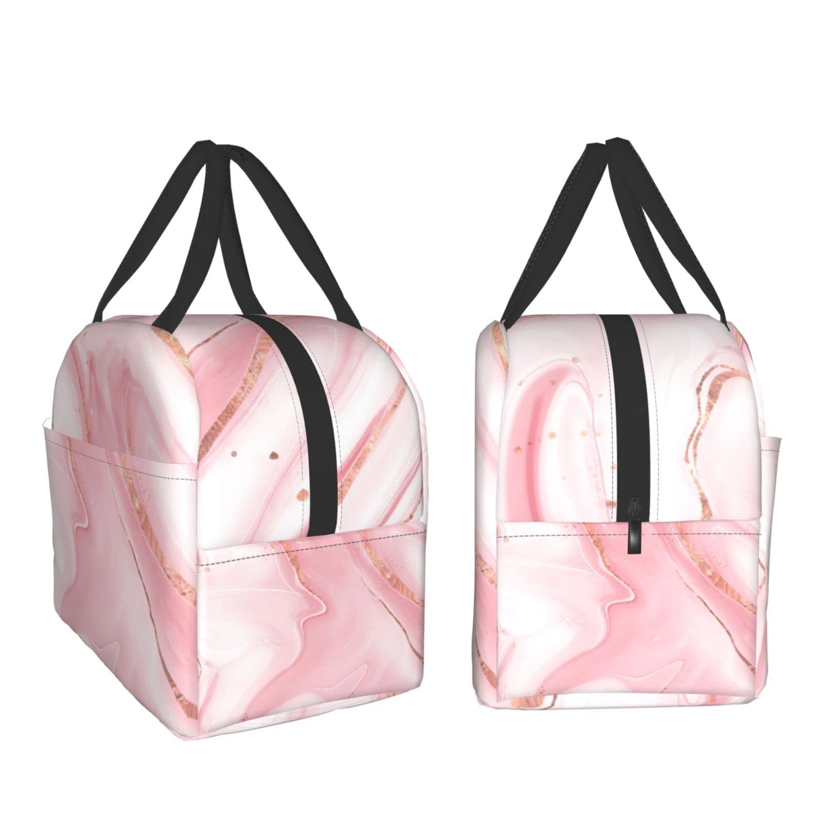 Senheol Pink Marble Lunch Box, Insulation Lunch Bag for Women Men, Reusable Lunch Tote Bags Perfect for Office Camping Hiking Picnic Beach Travel