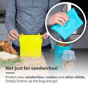 Luumi Unplastic Bag - Resuable 100% Platinum Silicone Collapsible Food Storage Bags for Lunch and Snacks - Microwave, Oven, Freezer and Dishwasher Safe (Yellow)