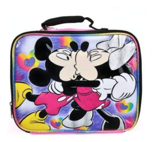 upd limited mickey mouse & minnie mouse kiss rectangle lunch bag, small, multicolor