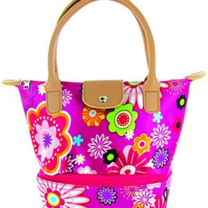 TempaMate Women's Insulated Lunch Tote, Flowers On Pink, One Size