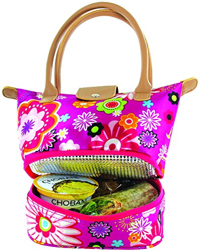 TempaMate Women's Insulated Lunch Tote, Flowers On Pink, One Size