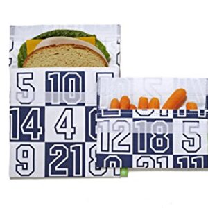 Lunchskins Reusable 2-Pack Bag Set, Navy Numbers (1 Sandwich + 1 Snack)