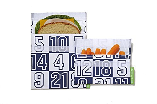 Lunchskins Reusable 2-Pack Bag Set, Navy Numbers (1 Sandwich + 1 Snack)