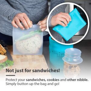 Luumi Unplastic Bag - Resuable 100% Platinum Silicone Collapsible Food Storage Bags for Lunch and Snacks - Microwave, Oven, Freezer and Dishwasher Safe (Clear)